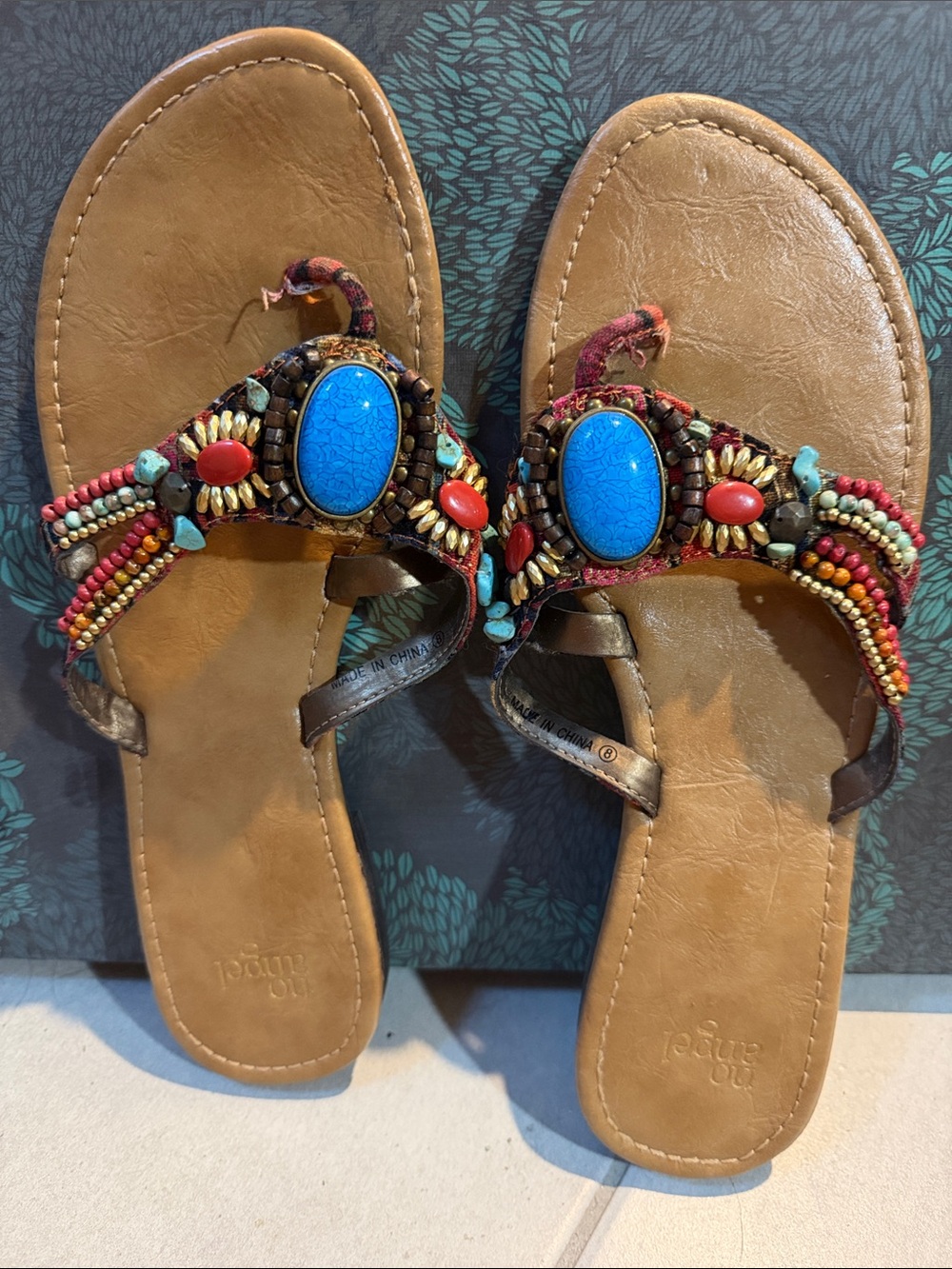 Beaded Turquoise Accent Sandals